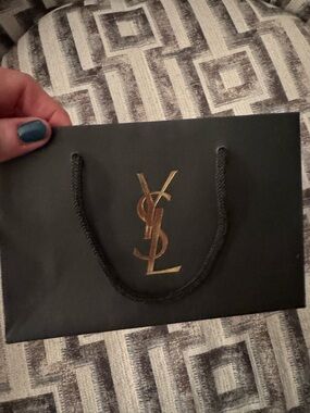 NWOT YSL Saint Laurent Black Gift Bag with Signature YSL Logo in Gold